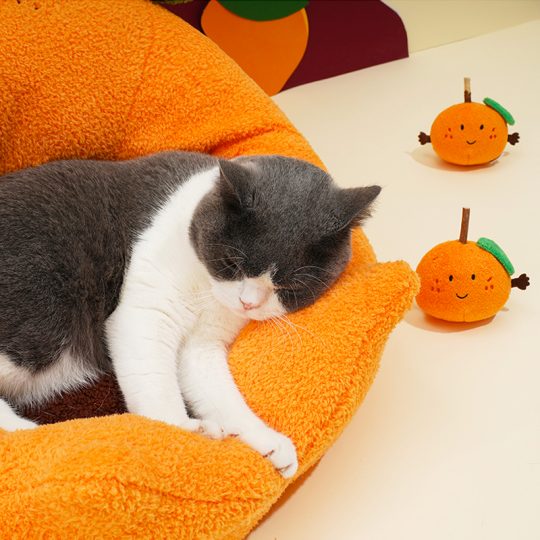 Petshub-ZEZE Orange Soft Pet Bed-2