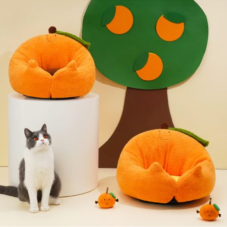 Petshub-ZEZE Orange Soft Pet Bed-4